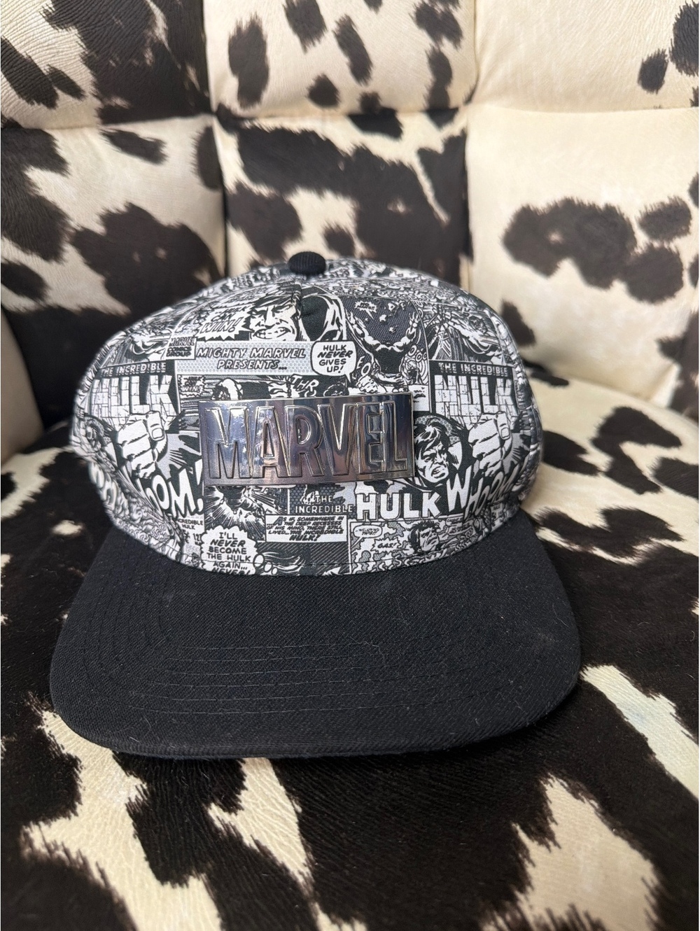 Marvel Black and White Comic Print Snapback Hat